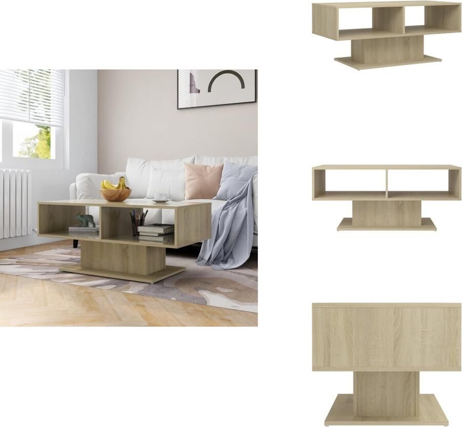 VidaXL Bijzettafel Opbergschap Veilig tafelblad Modern Kleur- Sonoma eiken Materiaal- Spaanplaat Afmetingen- 103.5 x 50 x 44.5 cm Montage vereist Tafel
