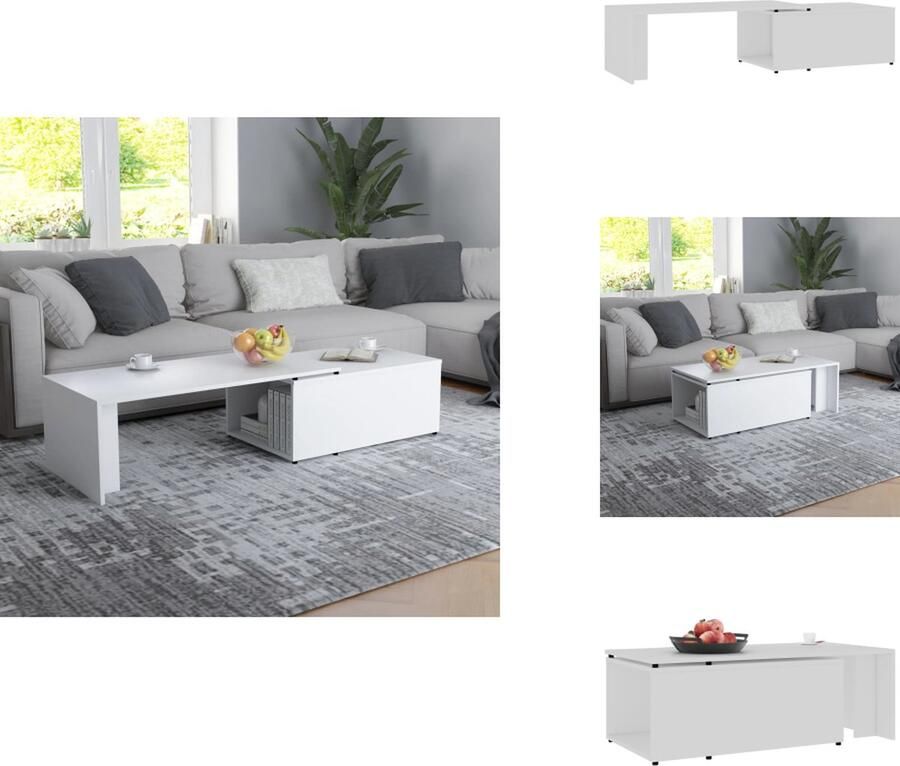 VidaXL Salontafel Salontafels Koffietafel Koffietafels Salontafel 150x50x35 cm bewerkt hout wit