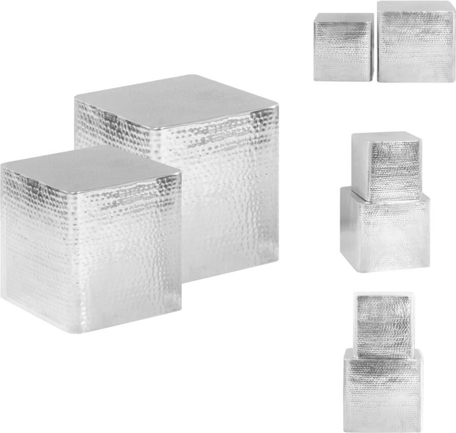 VidaXL Salontafel Salontafels Koffietafel Koffietafels Salontafel 2 st aluminium zilver