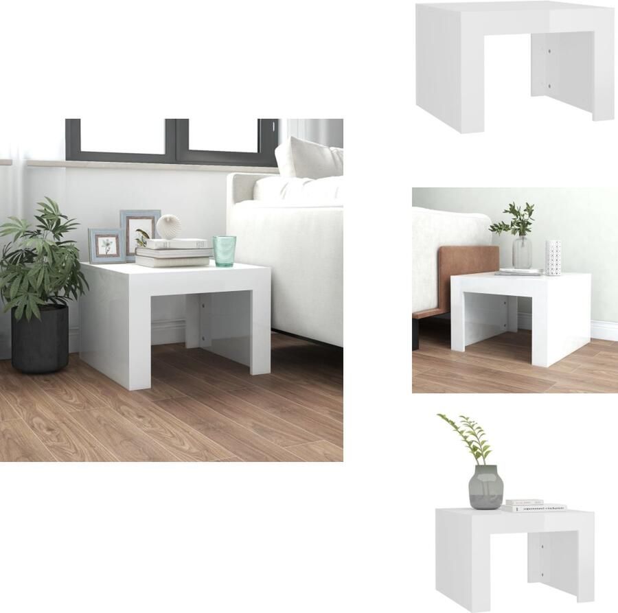 VidaXL Salontafel Salontafels Koffietafel Koffietafels Salontafel 50x50x35 cm bewerkt hout hoogglans wit