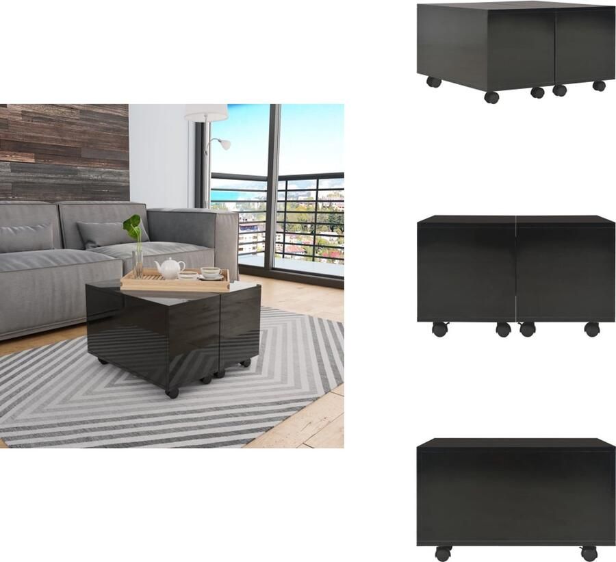 VidaXL Salontafel Salontafels Koffietafel Koffietafels Salontafel 60x60x35 cm bewerkt hout hoogglans zwart