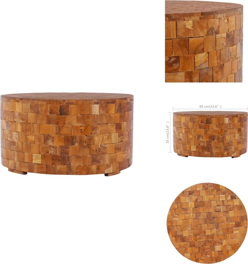 VidaXL Salontafel Salontafels Koffietafel Koffietafels Salontafel 60x60x35 cm massief teakhout