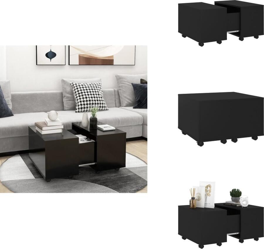 VidaXL Salontafel Salontafels Koffietafel Koffietafels Salontafel 60x60x38 cm bewerkt hour zwart