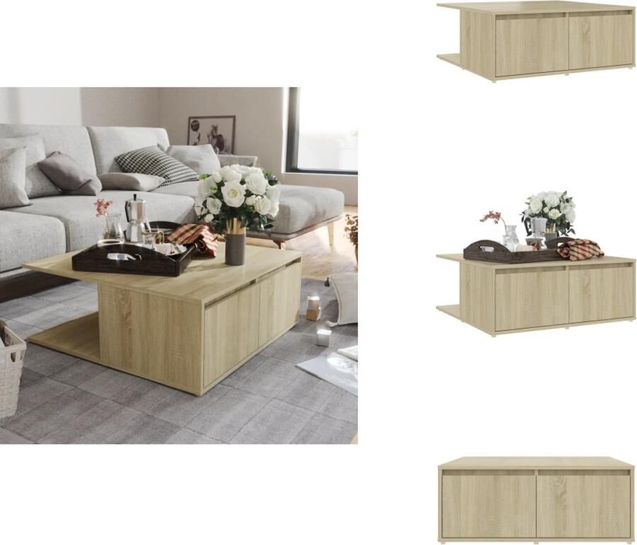 VidaXL Salontafel Salontafels Koffietafel Koffietafels Salontafel 80x80x31 cm bewerkt hout sonoma eikenkleurig