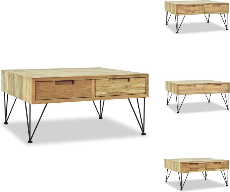 VidaXL Salontafel Salontafels Koffietafel Koffietafels Salontafel 80x80x40 cm massief teakhout