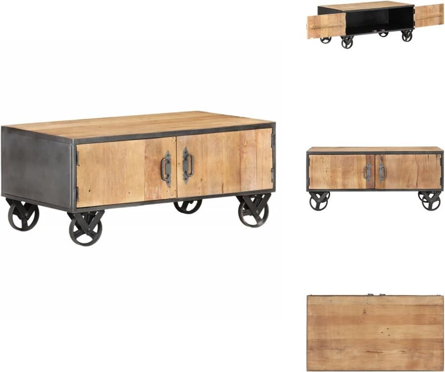 The Living Store Houten Salontafel IndustriÃle Stijl 90 x 50 x 39 cm Gerecycled Hout Staal Salontafel Houten Salontafel Industriele Salontafel Vintage Salontafel Hergebruikt Hout