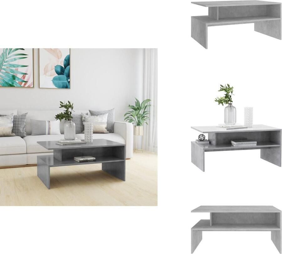 VidaXL Salontafel Salontafels Koffietafel Koffietafels Salontafel 90x60x42 5 cm bewerkt hout betongrijs