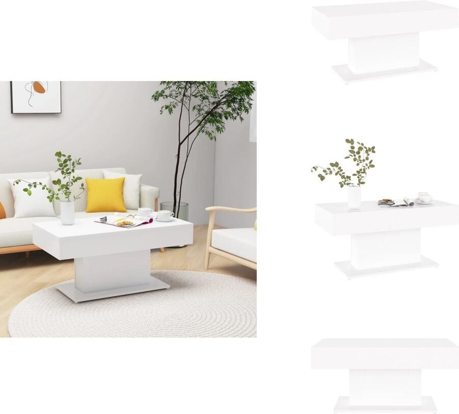 VidaXL Salontafel Wit 96x50x45 cm Bewerkte Hout Salontafel Witte Salontafel Houten Salontafel Spaanplaat Salontafel 96x50x45