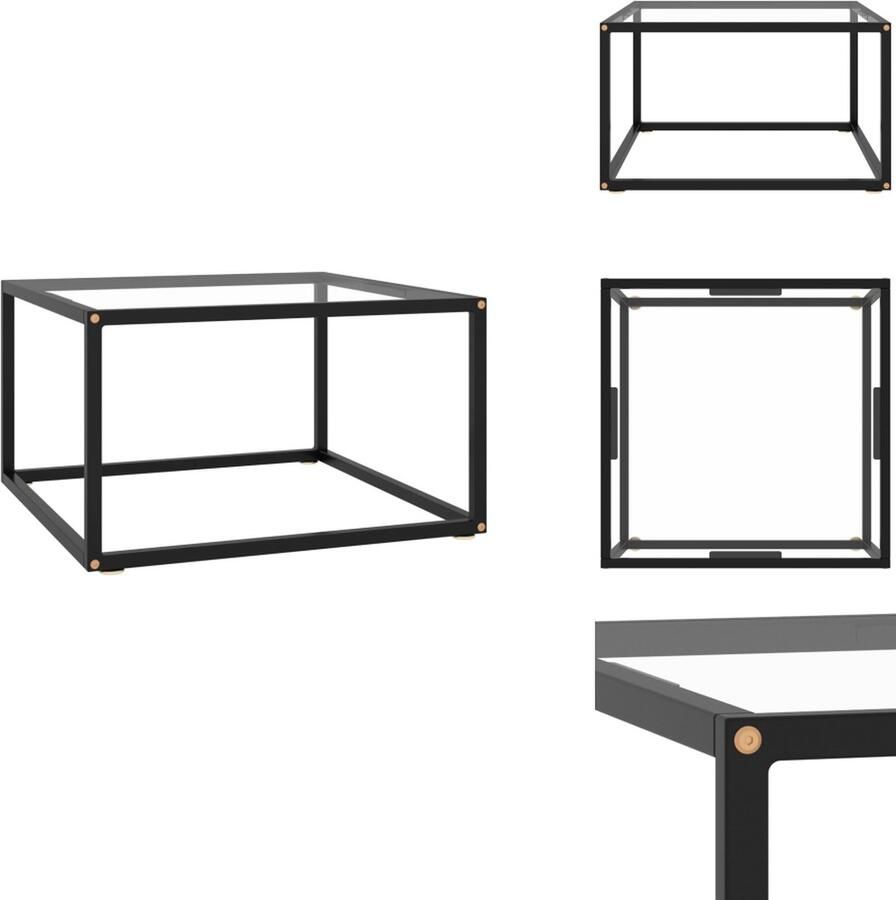 VidaXL Salontafel Salontafels Koffietafel Koffietafels Salontafel met gehard glas 60x60x35 cm zwart