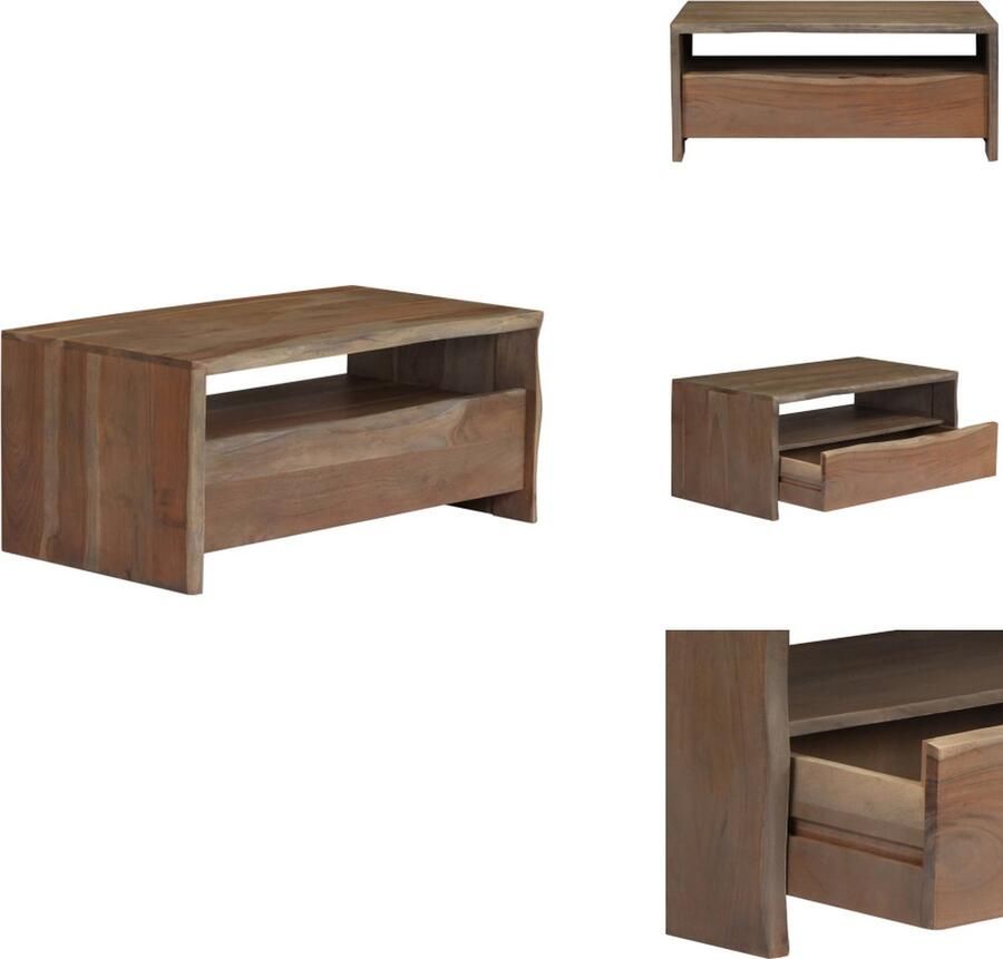 VidaXL Salontafel met natuurlijke rand 90x50x40 cm massief acaciahout grijs - Foto 2