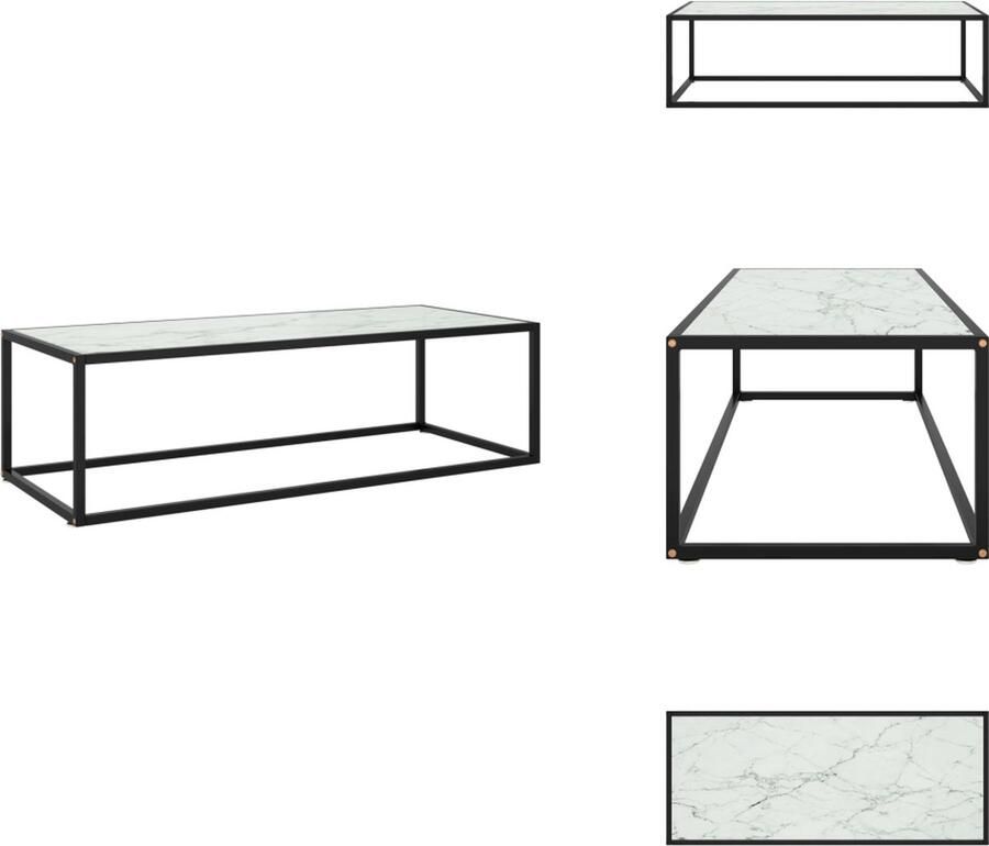 VidaXL Salontafel Salontafels Koffietafel Koffietafels Salontafel met wit marmerglas 120x50x35 cm zwart
