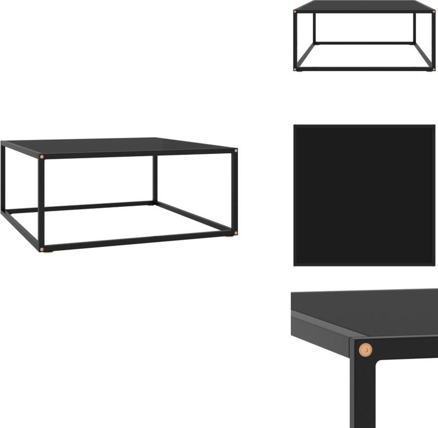 VidaXL Salontafel Salontafels Koffietafel Koffietafels Salontafel met zwart glas 80x80x35 cm zwart