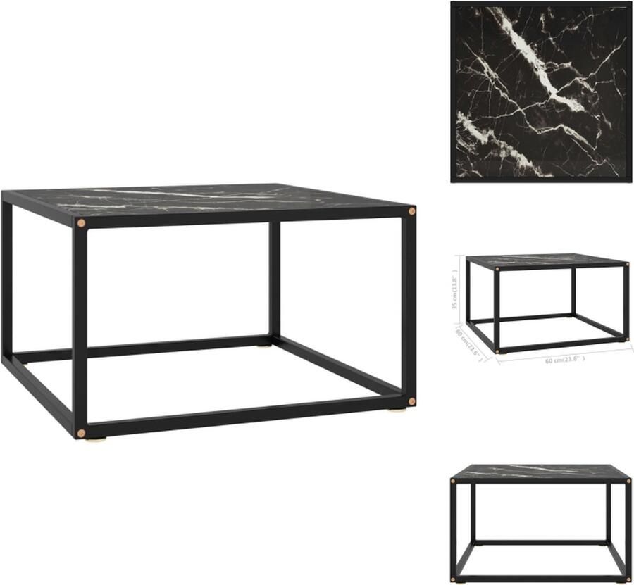 VidaXL Salontafel Salontafels Koffietafel Koffietafels Salontafel met zwart marmerglas 60x60x35 cm zwart