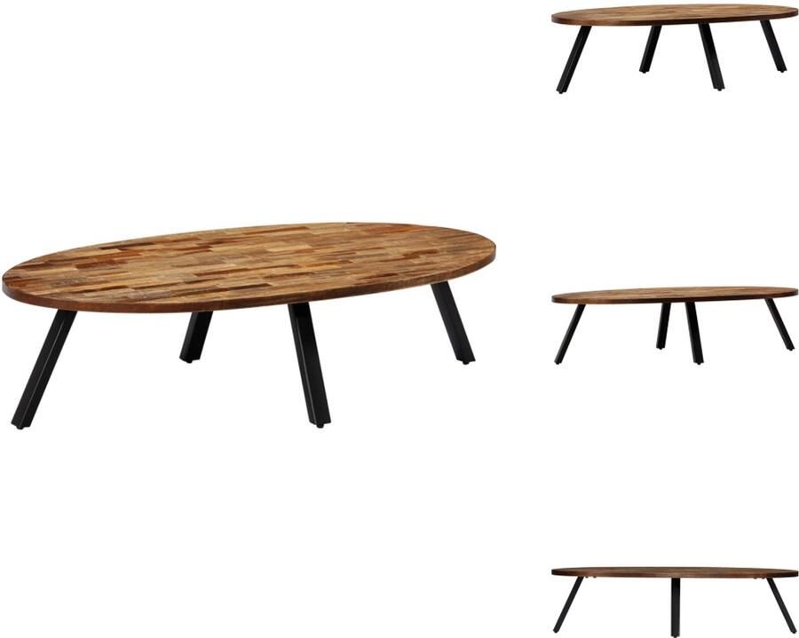 VidaXL Salontafel Salontafels Koffietafel Koffietafels Salontafel ovaal 120x60x30 cm massief gerecycled teakhout