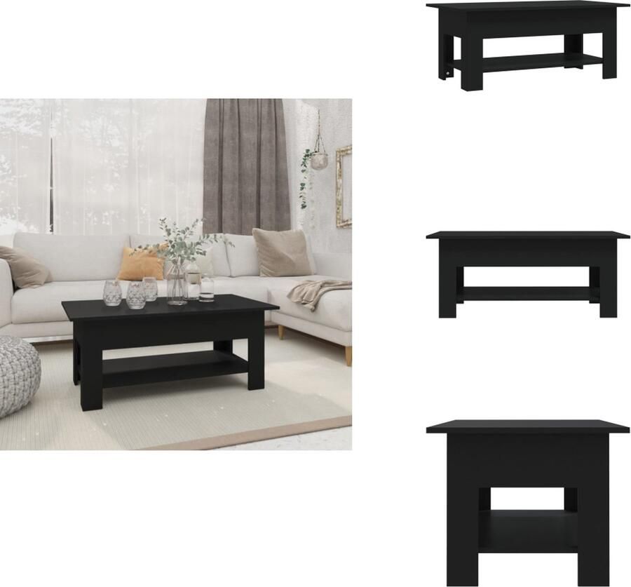 VidaXL Salontafel Salontafels Koffietafel Woonkamertafel Salontafel 102x50x45 cm bewerkt hout zwart