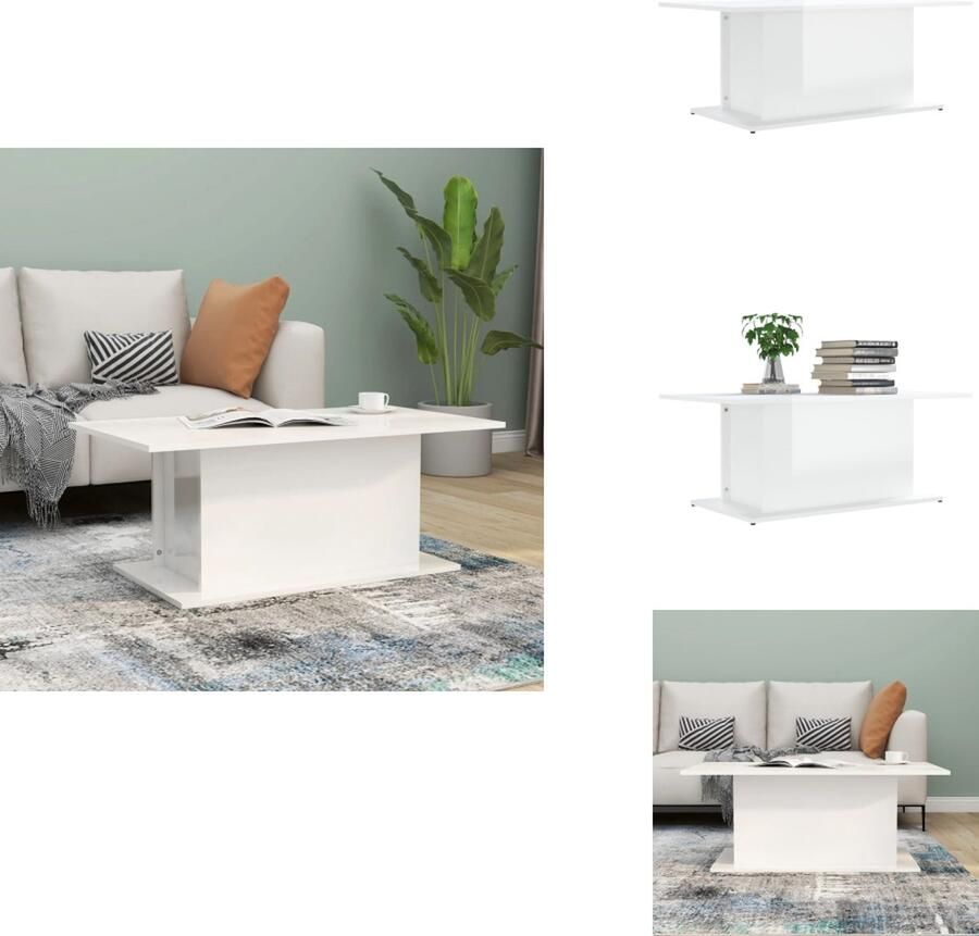 VidaXL Salontafel Salontafels Koffietafel Woonkamertafel Salontafel 102x55 5x40 cm bewerkt hout hoogglans wit