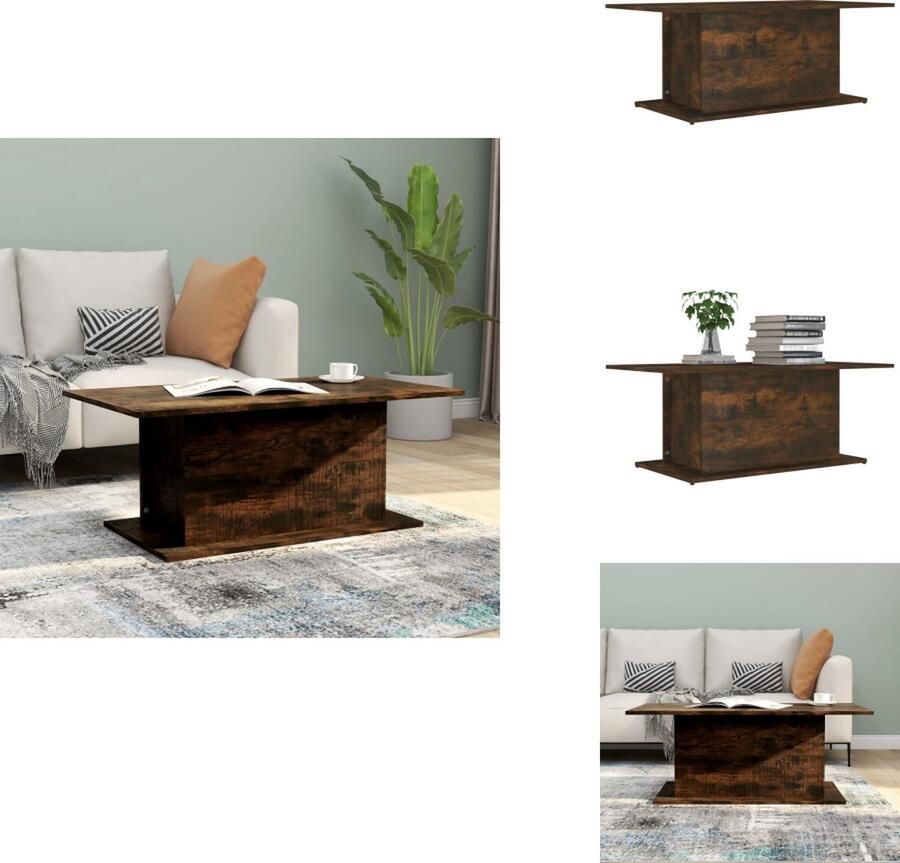 VidaXL Salontafel Salontafels Koffietafel Woonkamertafel Salontafel 102x55 5x40 cm bewerkt hout gerookt eikenkleurig