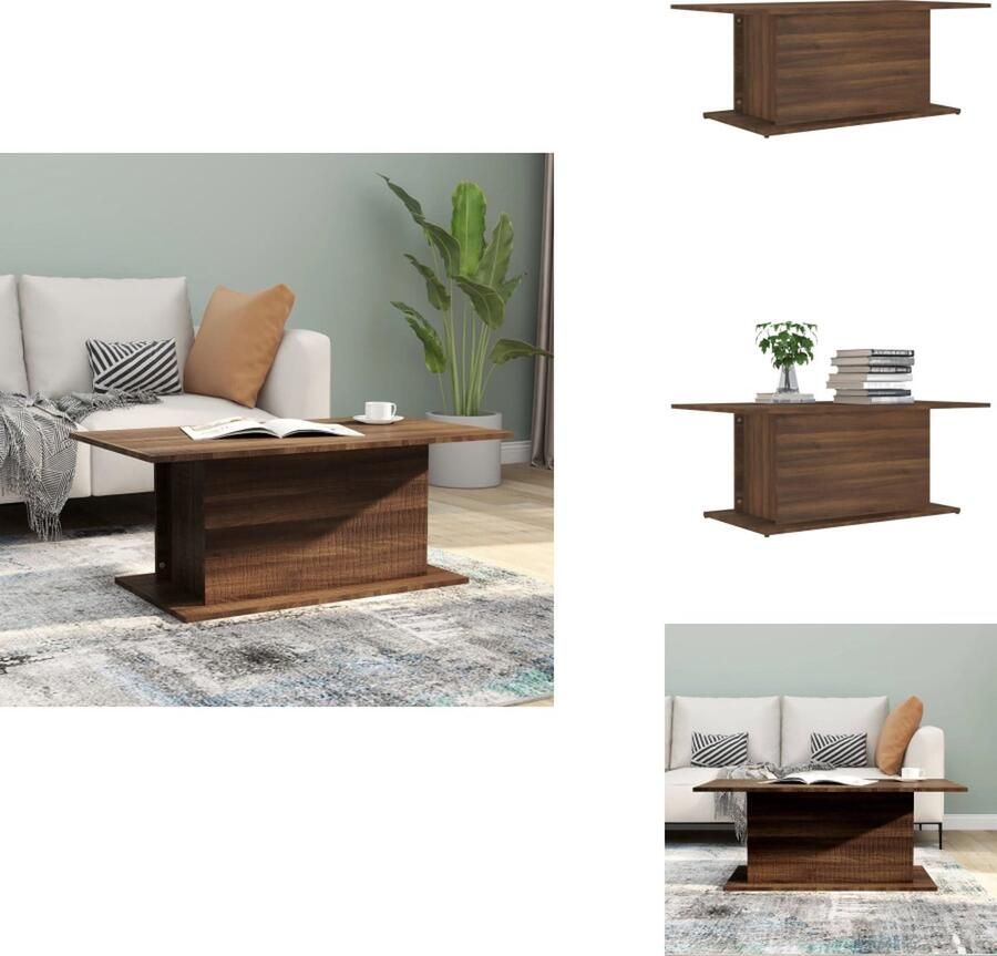 VidaXL Salontafel Salontafels Koffietafel Woonkamertafel Salontafel 102x55 5x40 cm bewerkt hout bruin eikenkleur