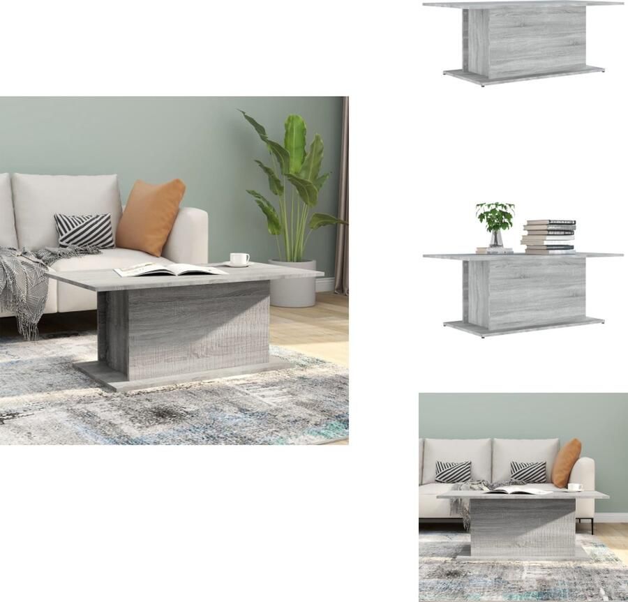 VidaXL Salontafel Salontafels Koffietafel Woonkamertafel Salontafel 102x55 5x40 cm bewerkt hout grijs sonoma eikenkleur