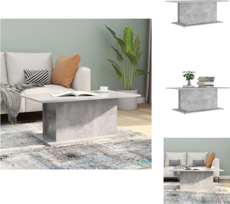 VidaXL Salontafel Salontafels Koffietafel Woonkamertafel Salontafel 102x55 5x40 cm bewerkt hout betongrijs