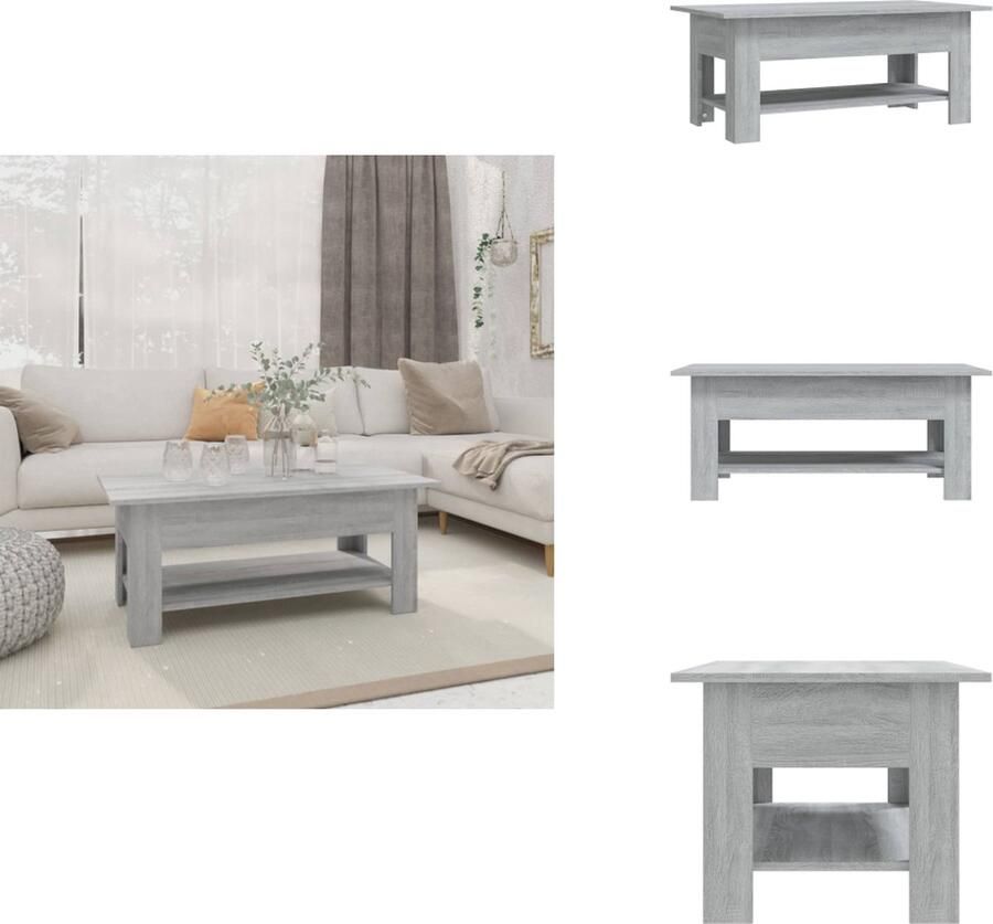 VidaXL Salontafel Salontafels Koffietafel Woonkamertafel Salontafel 102x55x42 cm bewerkt hout grijs sonoma eikenkleurig