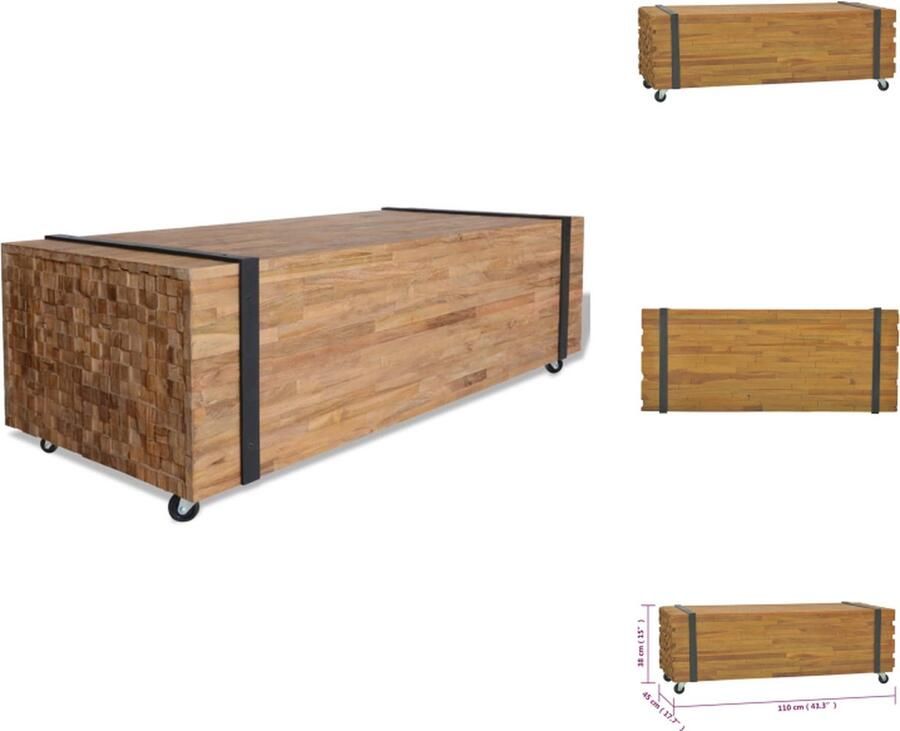 VidaXL Salontafel Salontafels Salon Tafel Salon Tafels Salontafel 110x45x38 cm massief teakhout