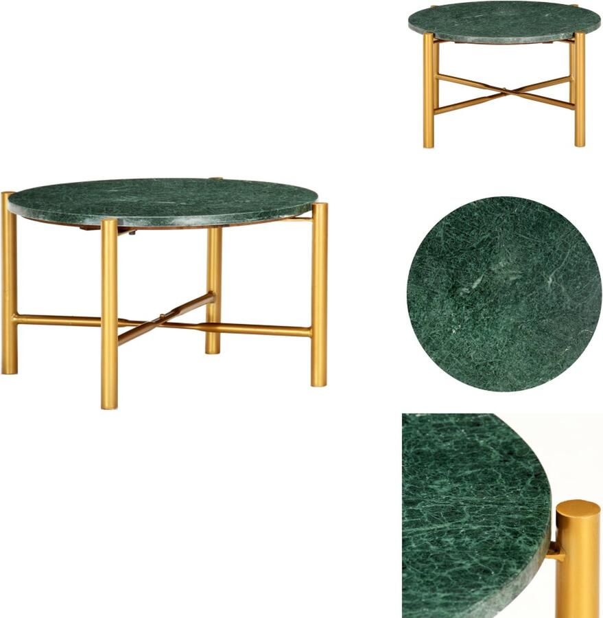 VidaXL Salontafel Salontafels Salon Tafel Salon Tafels Salontafel 60x60x35 cm echt steen met marmeren textuur groen