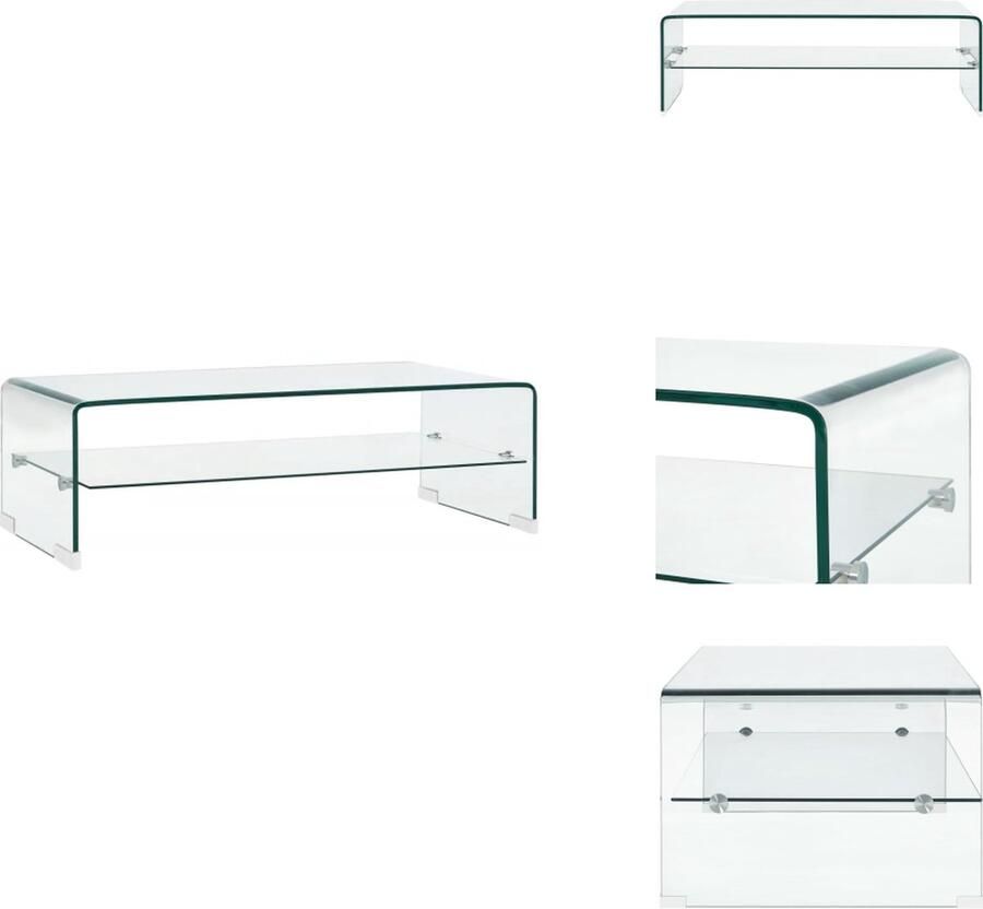 VidaXL Salontafel Salontafels Salon Tafel Salon Tafels Salontafel 98x45x31 cm gehard glas transparant - Foto 2