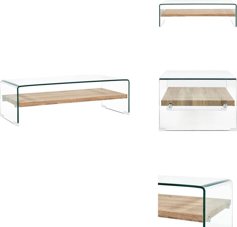 VidaXL Salontafel Salontafels Salon Tafel Salon Tafels Salontafel 98x45x31 cm gehard glas transparant
