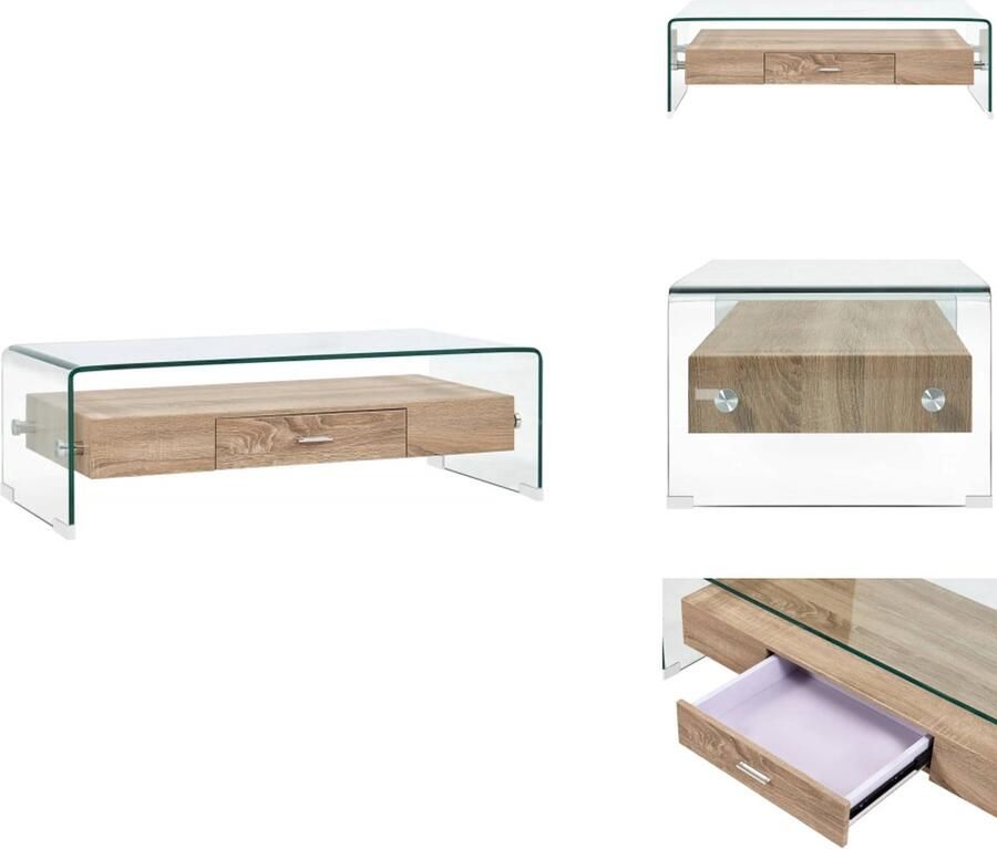VidaXL Salontafel Salontafels Salon Tafel Salon Tafels Salontafel 98x45x31 cm gehard glas transparant