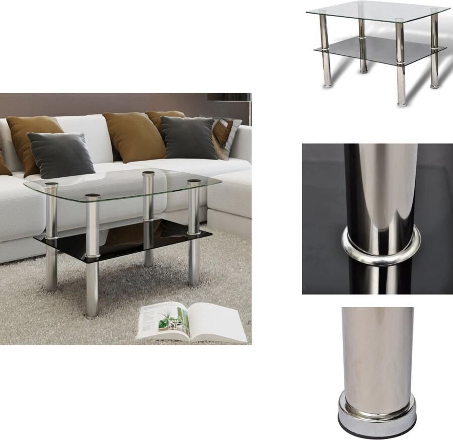 VidaXL Salontafel Salontafels Salon Tafel Salon Tafels Salontafel met 2 lagen glas