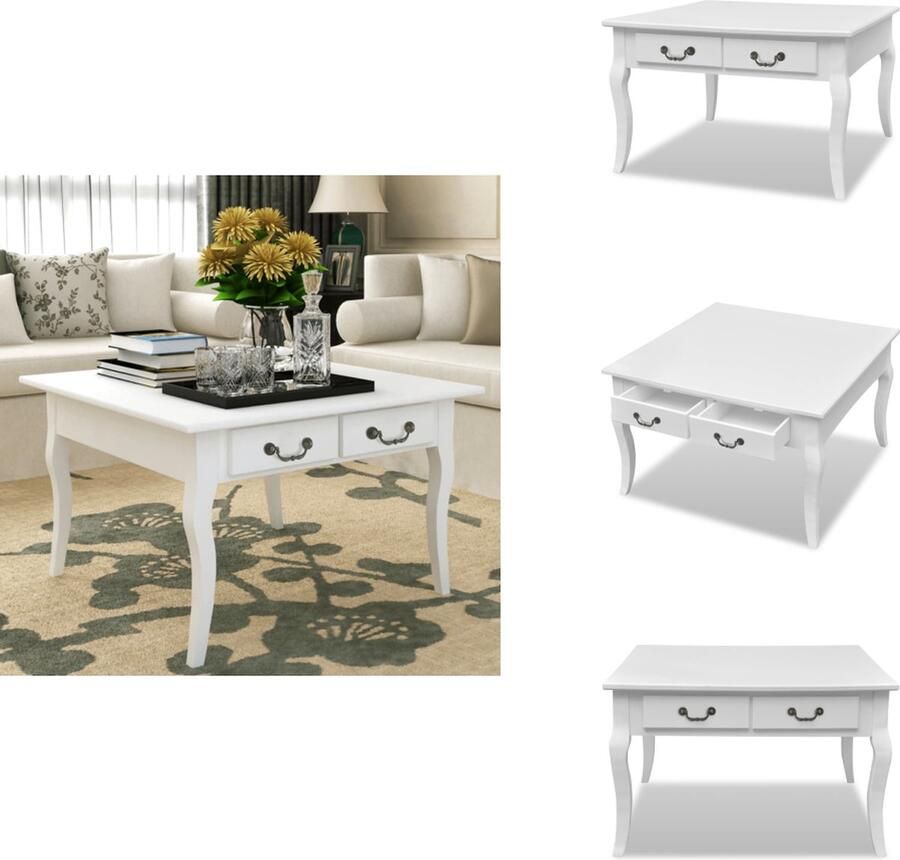 VidaXL Salontafel Salontafels Salon Tafel Salon Tafels Salontafel met 4 lades wit