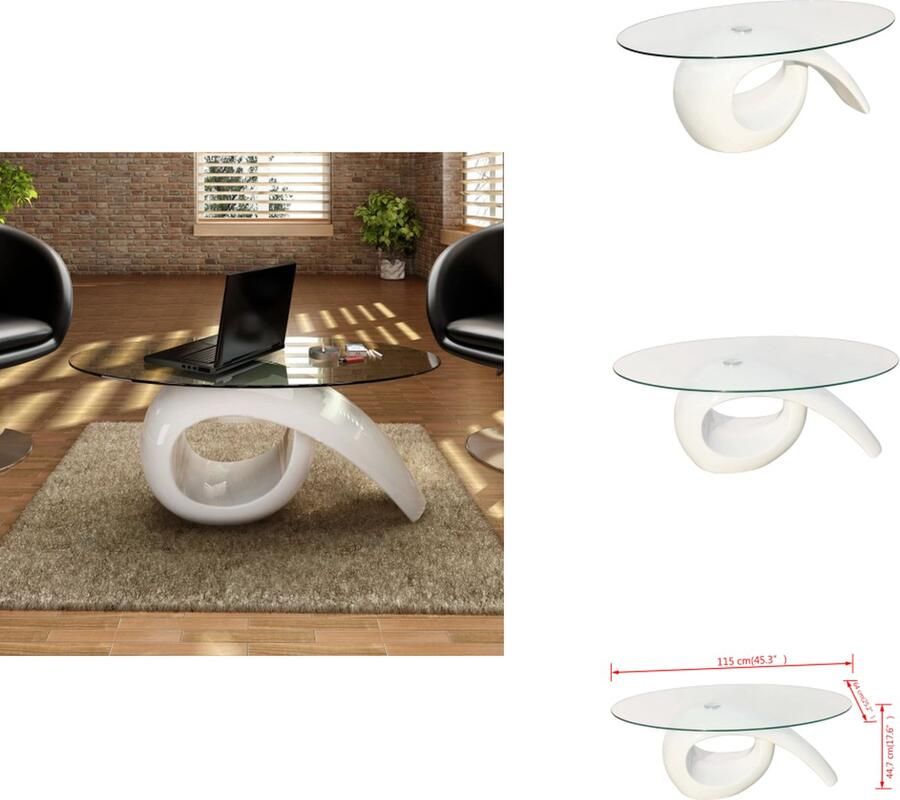 VidaXL Salontafel Salontafels Salon Tafel Salon Tafels Salontafel met ovaal glazen tafelblad hoogglans wit