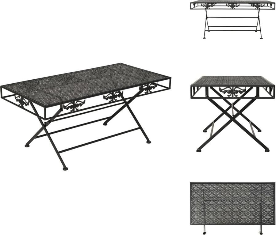 VidaXL -Salontafel-vintage-stijl-inklapbaar-100x50x45-cm-metaal-zwart - Foto 3