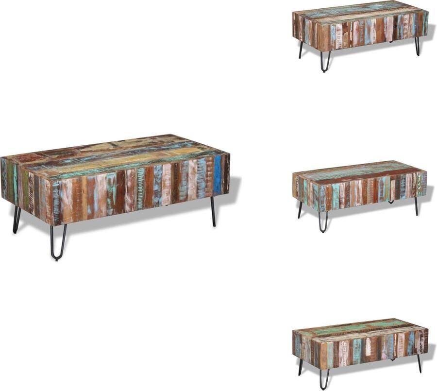 VidaXL Salontafel Salontafels Salon Tafels Salon Tafel Salontafel 100x50x38 cm massief gerecycled hout