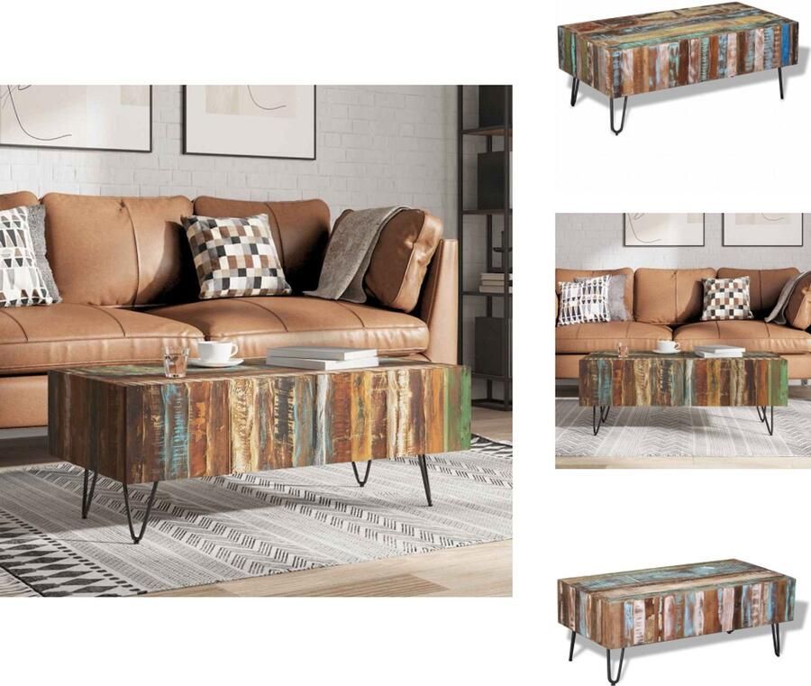 VidaXL Salontafel Salontafels Salon Tafels Salon Tafel Salontafel 100x50x38 cm massief gerecycled hout - Foto 2