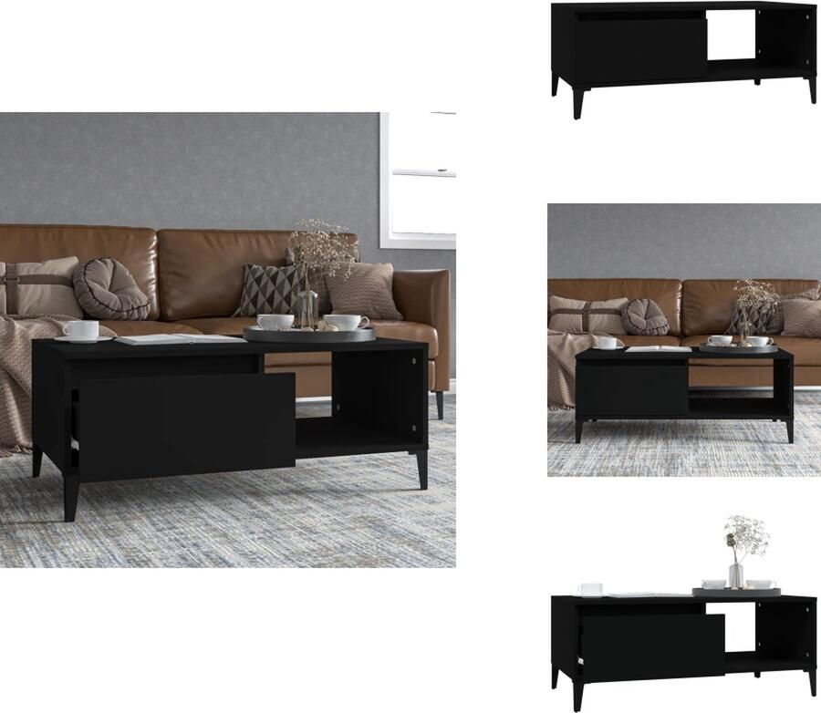 VidaXL Salontafel Salontafels Salontafeltje Salontafeltjes Salontafel 90x50x36 5 cm bewerkt hout zwart