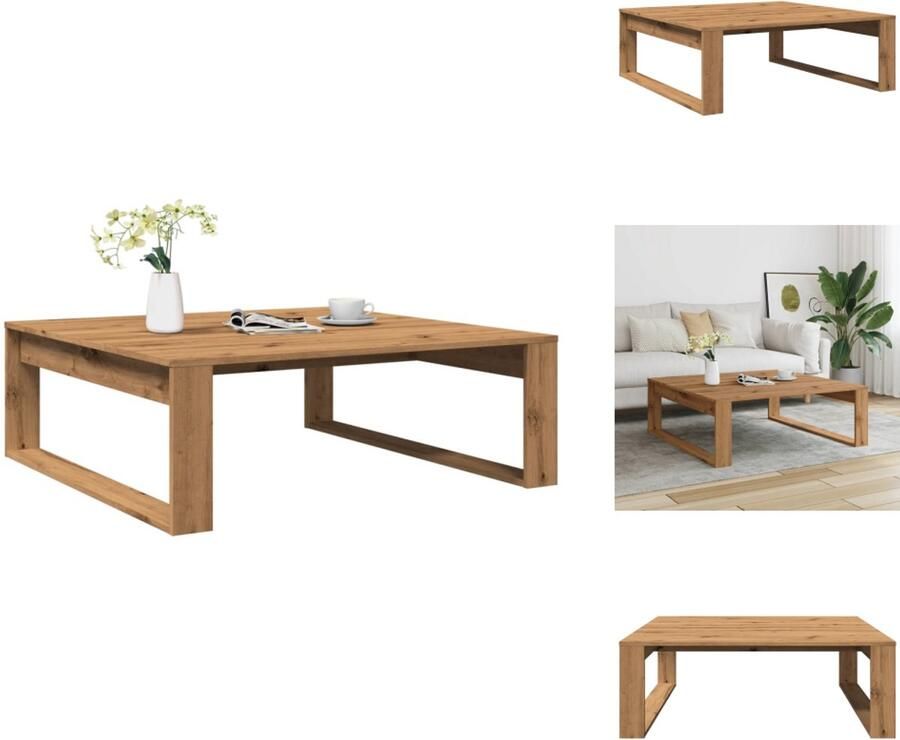 VidaXL Salontafel Salontafels Tafel Bijzettafel Salontafel 100x100x35 cm bewerkt hout artisanaal eikenkleurig