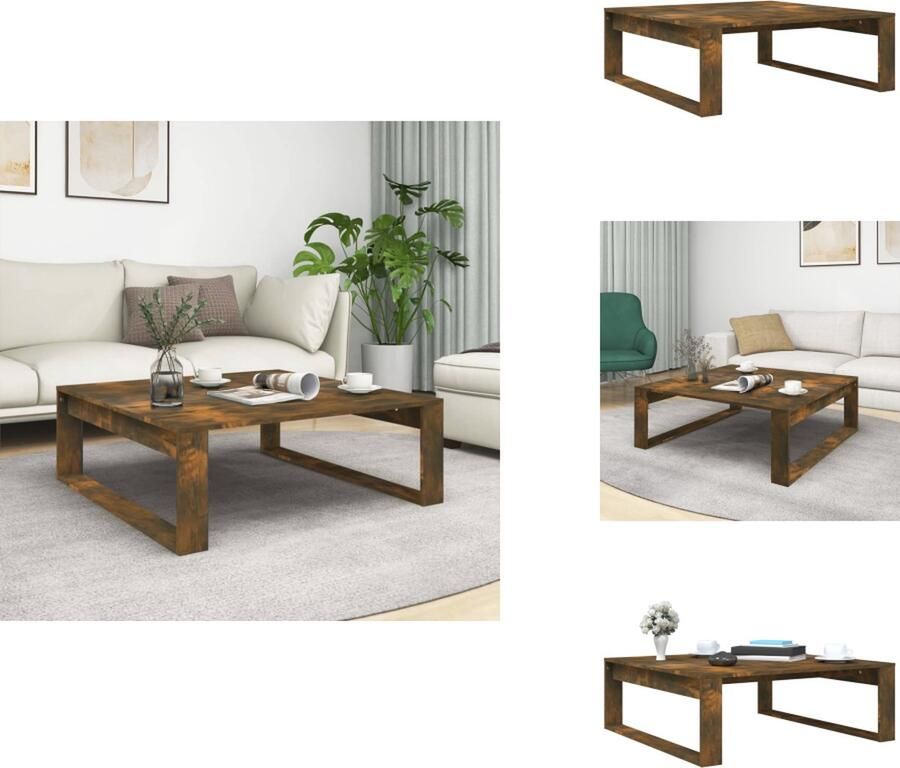 VidaXL Salontafel Salontafels Tafel Bijzettafel Salontafel 100x100x35 cm bewerkt hout gerookt eikenkleurig - Foto 2