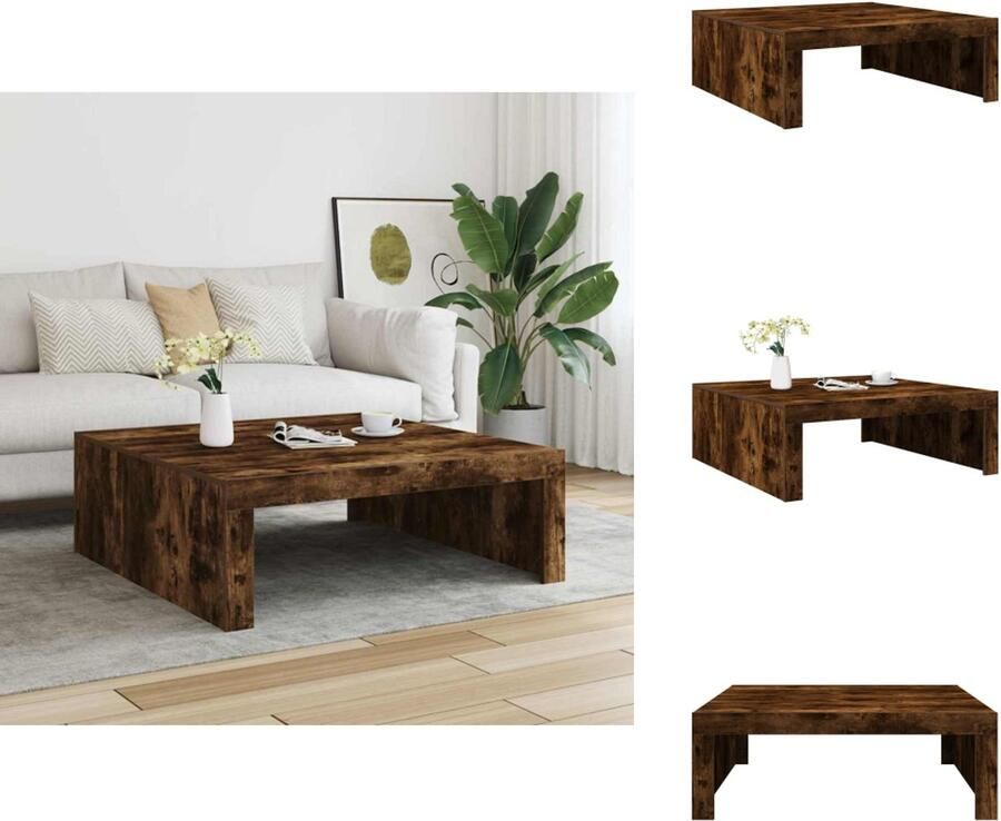VidaXL Salontafel Salontafels Tafel Bijzettafel Salontafel 100x100x35 cm bewerkt hout gerookt eikenkleurig - Foto 3