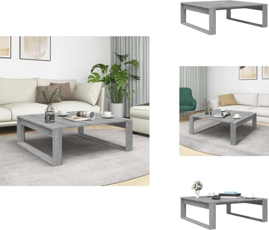 VidaXL Salontafel Salontafels Tafel Bijzettafel Salontafel 100x100x35 cm bewerkt hout grijs sonoma eikenkleurig - Foto 2