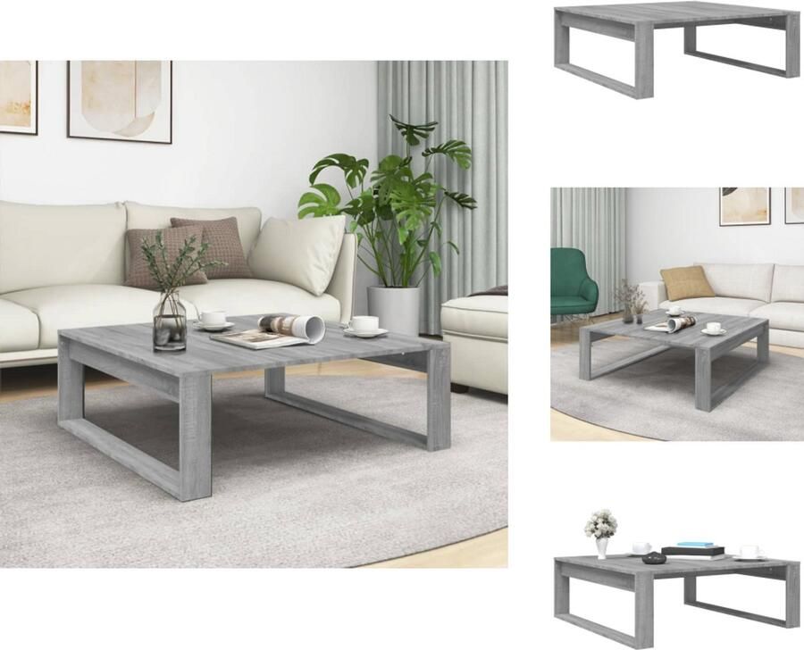 VidaXL Salontafel Salontafels Tafel Bijzettafel Salontafel 100x100x35 cm bewerkt hout grijs sonoma eikenkleurig