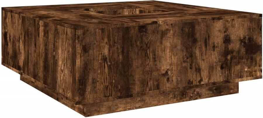 The Living Store Salontafel 100x100x40 cm bewerkt hout gerookt eikenkleurig Salontafel Houten Tafel Bijzettafel Tv Tafeltje Hoektafeltje