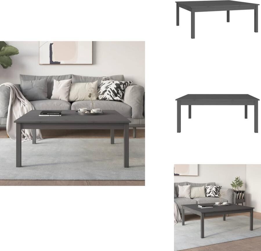 VidaXL Salontafel Salontafels Tafel Bijzettafel Salontafel 100x100x40 cm massief grenenhout grijs