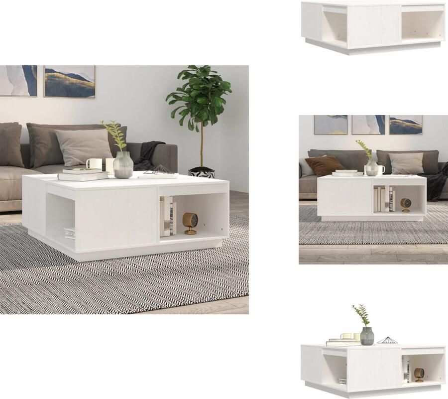 VidaXL Salontafel Salontafels Tafel Bijzettafel -Salontafel-100x101x40-5-cm-massief-grenenhout-wit