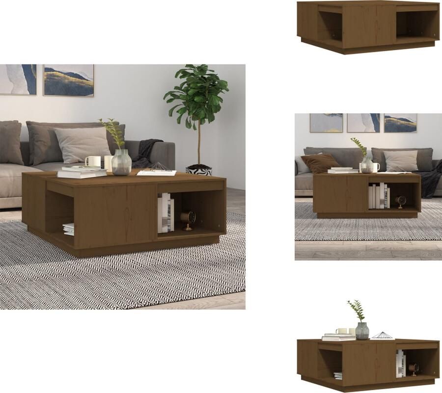 VidaXL Salontafel Salontafels Tafel Bijzettafel Salontafel 100x101x40 5 cm massief grenenhout honingbruin