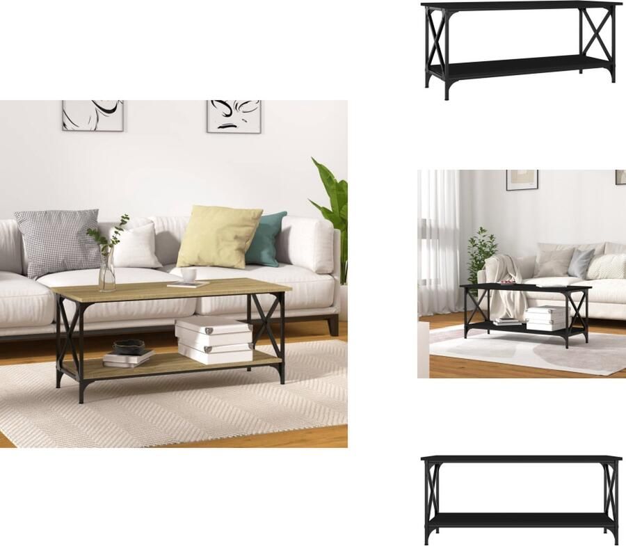 VidaXL Salontafel Salontafels Tafel Bijzettafel Salontafel 100x45x45 cm bewerkt hout en ijzer zwart