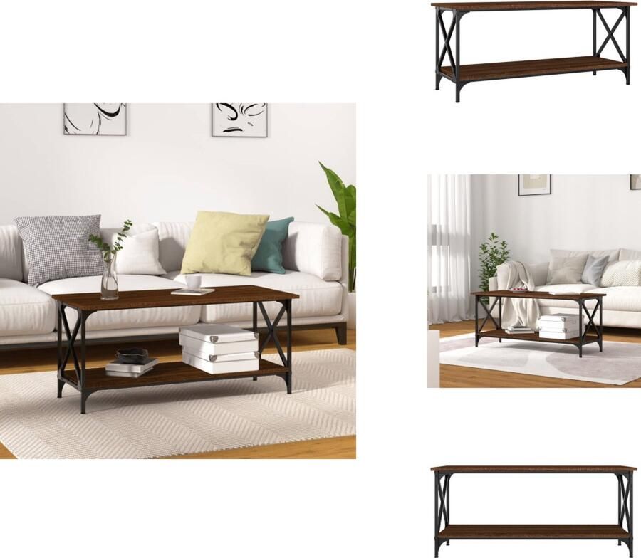 VidaXL Salontafel Salontafels Tafel Bijzettafel Salontafel 100x45x45 cm bewerkt hout en ijzer bruineikenkleurig