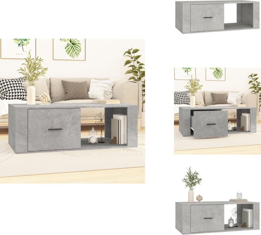 VidaXL Salontafel Salontafels Tafel Bijzettafel Salontafel 100x50 5x35 cm bewerkt hout betongrijs