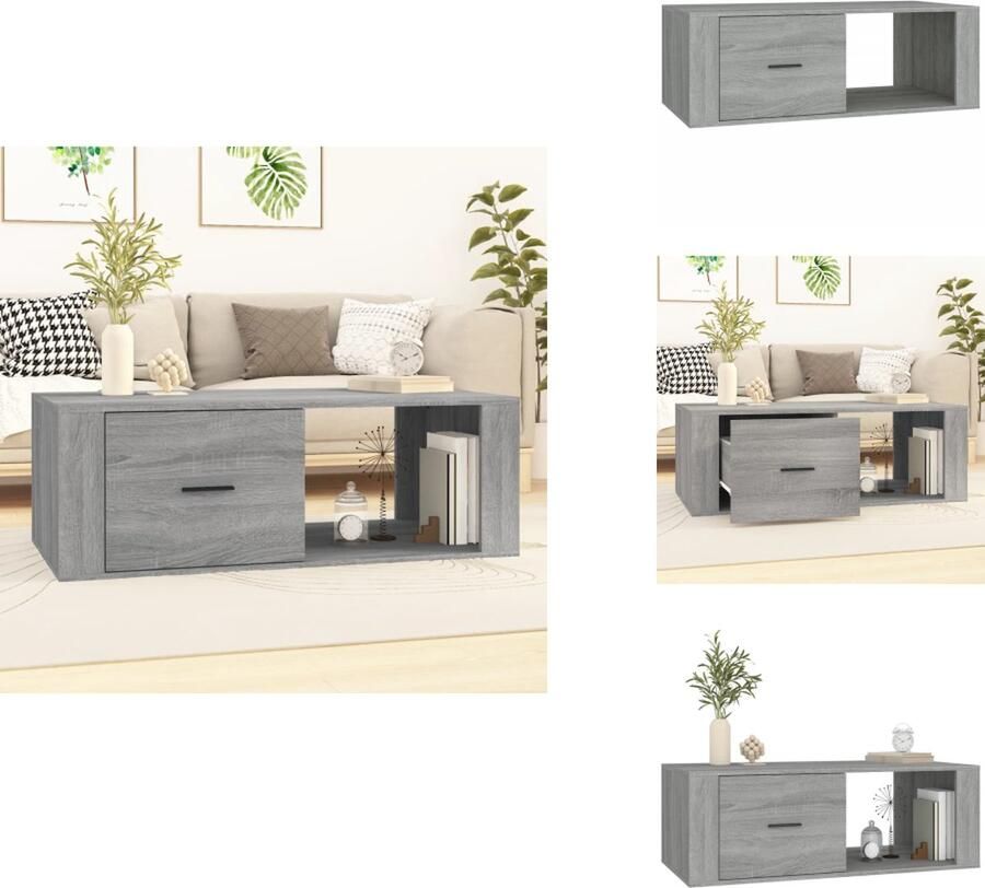 VidaXL Salontafel Salontafels Tafel Bijzettafel Salontafel 100x50 5x35 cm bewerkt hout grijs sonoma eikenkleur